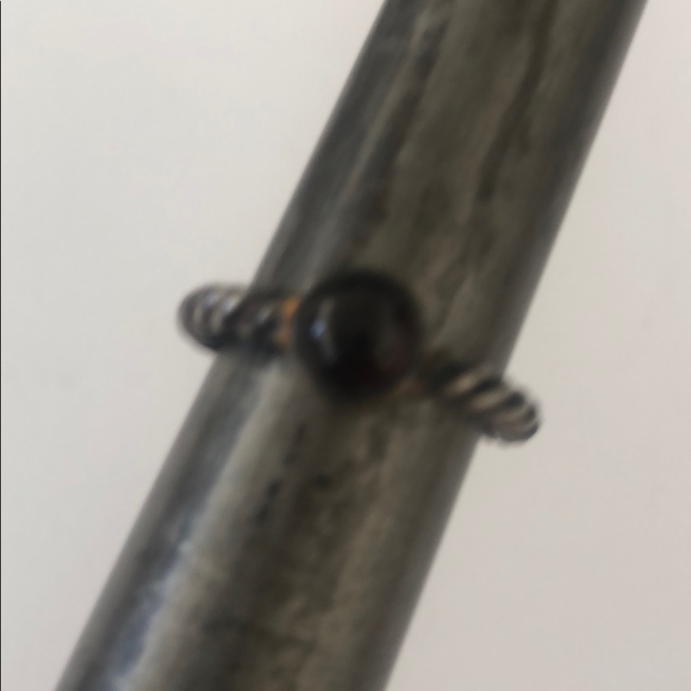 Sterling Stackable Pair 2 Rings Peridot Garnet Gem - image 7